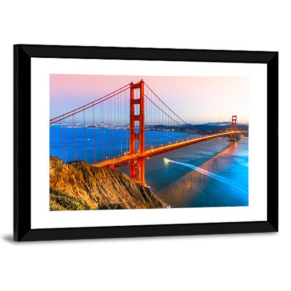 View Of Golden Gate Bridge Canvas Wall Art-3 Horizontal-Gallery Wrap-25" x 16"-Tiaracle