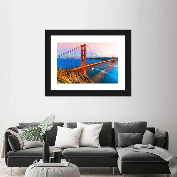 View Of Golden Gate Bridge Canvas Wall Art-3 Horizontal-Gallery Wrap-25" x 16"-Tiaracle