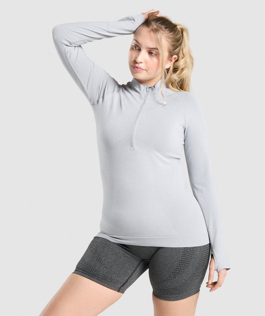 Gymshark Vital Seamless 2.0 1/2 Zip Pullover - Light Grey Marl