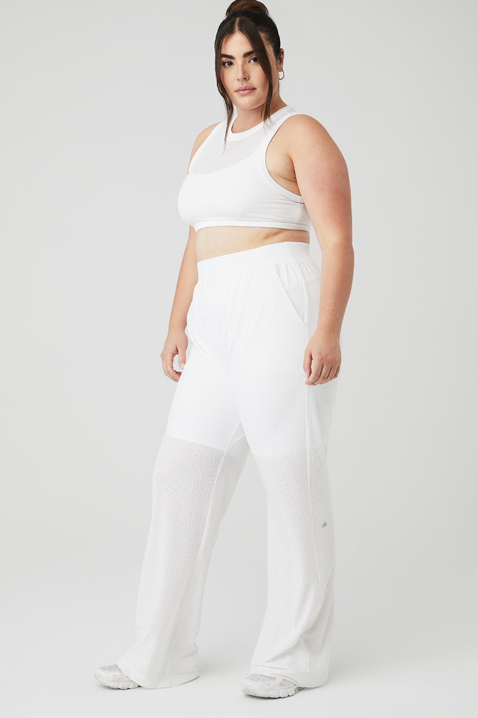 Mesh All-Star Bra Tank & Mesh All-Star Wide Leg Pant Set - White