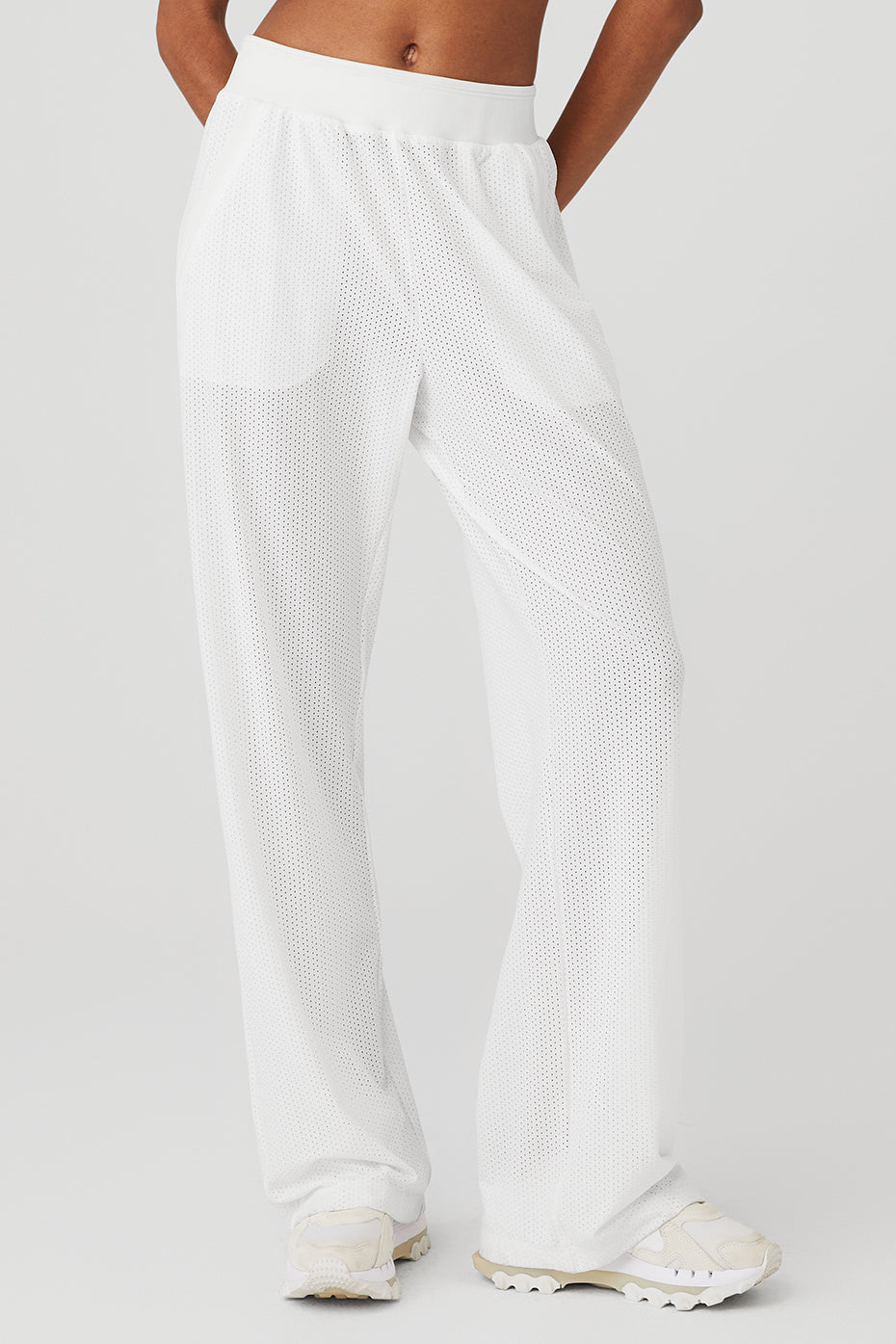 Mesh All-Star Wide Leg Pant - White