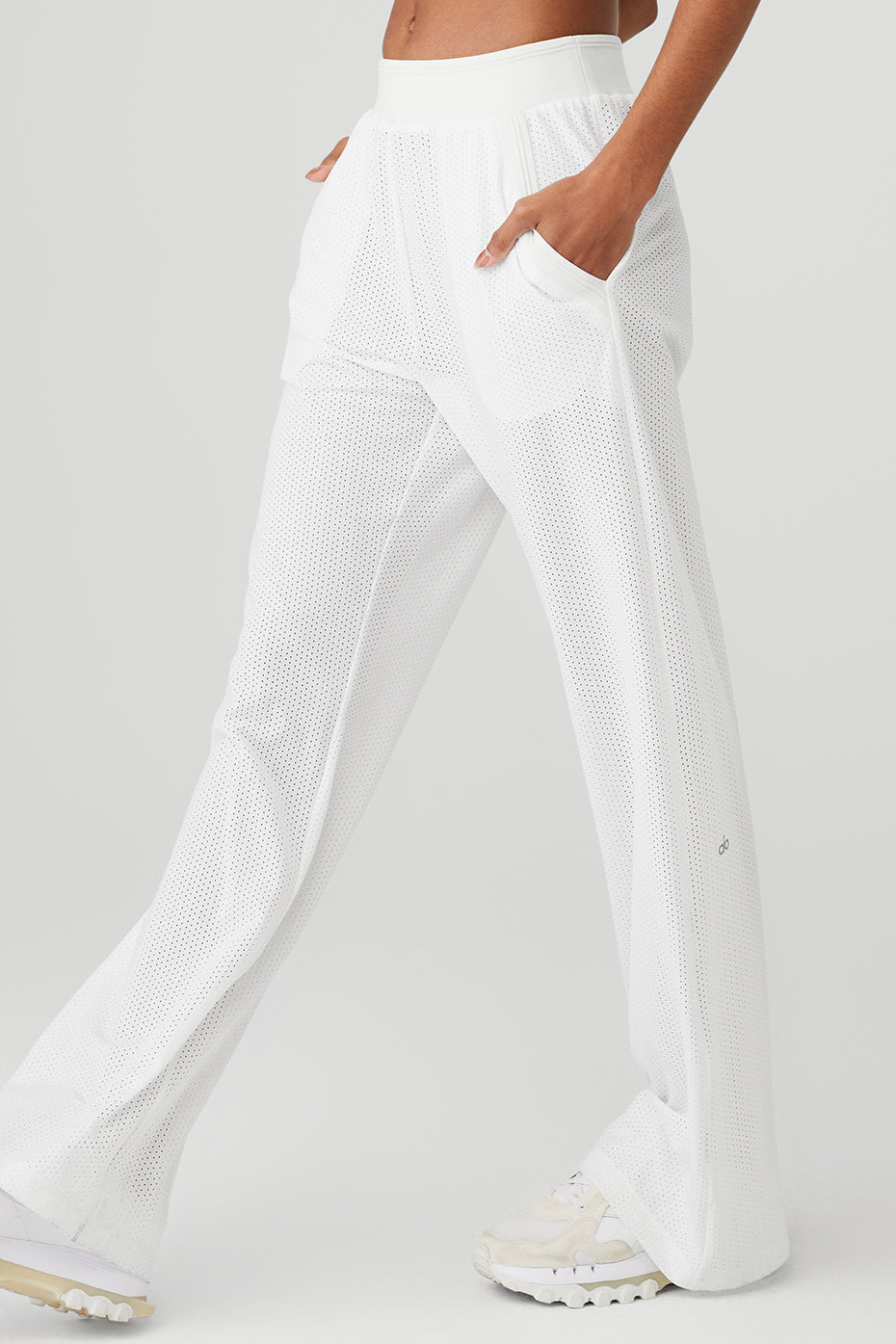 Mesh All-Star Wide Leg Pant - White