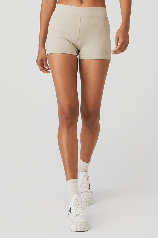 Goddess Ribbed High-Waist Hot Short - Oatmeal Heather