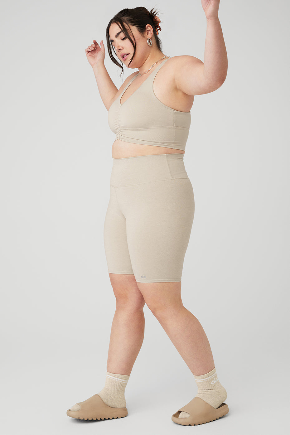 Wild Thing Bra & 7" High-Waist Biker Short Set - Oatmeal Heather