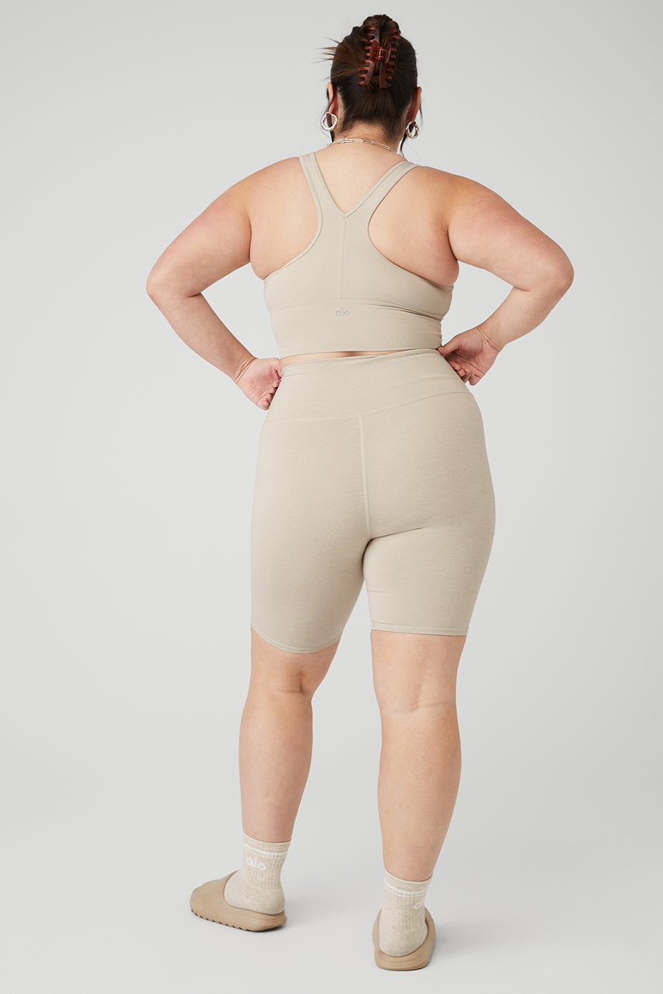 Wild Thing Bra & 7" High-Waist Biker Short Set - Oatmeal Heather