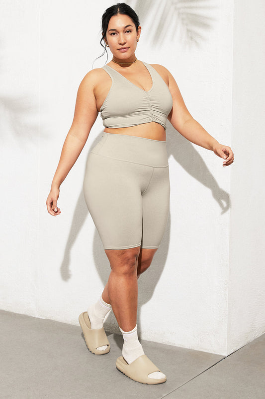 Wild Thing Bra & 7" High-Waist Biker Short Set - Oatmeal Heather