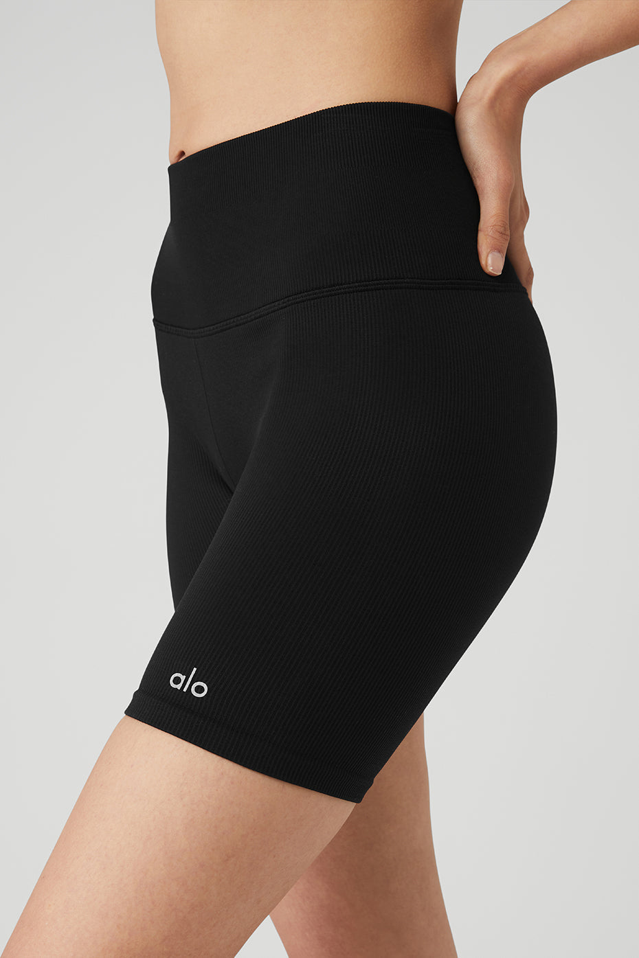 Seamless Ribbed Bra & 5" Seamless Ribbed Favorite Short Set - Black