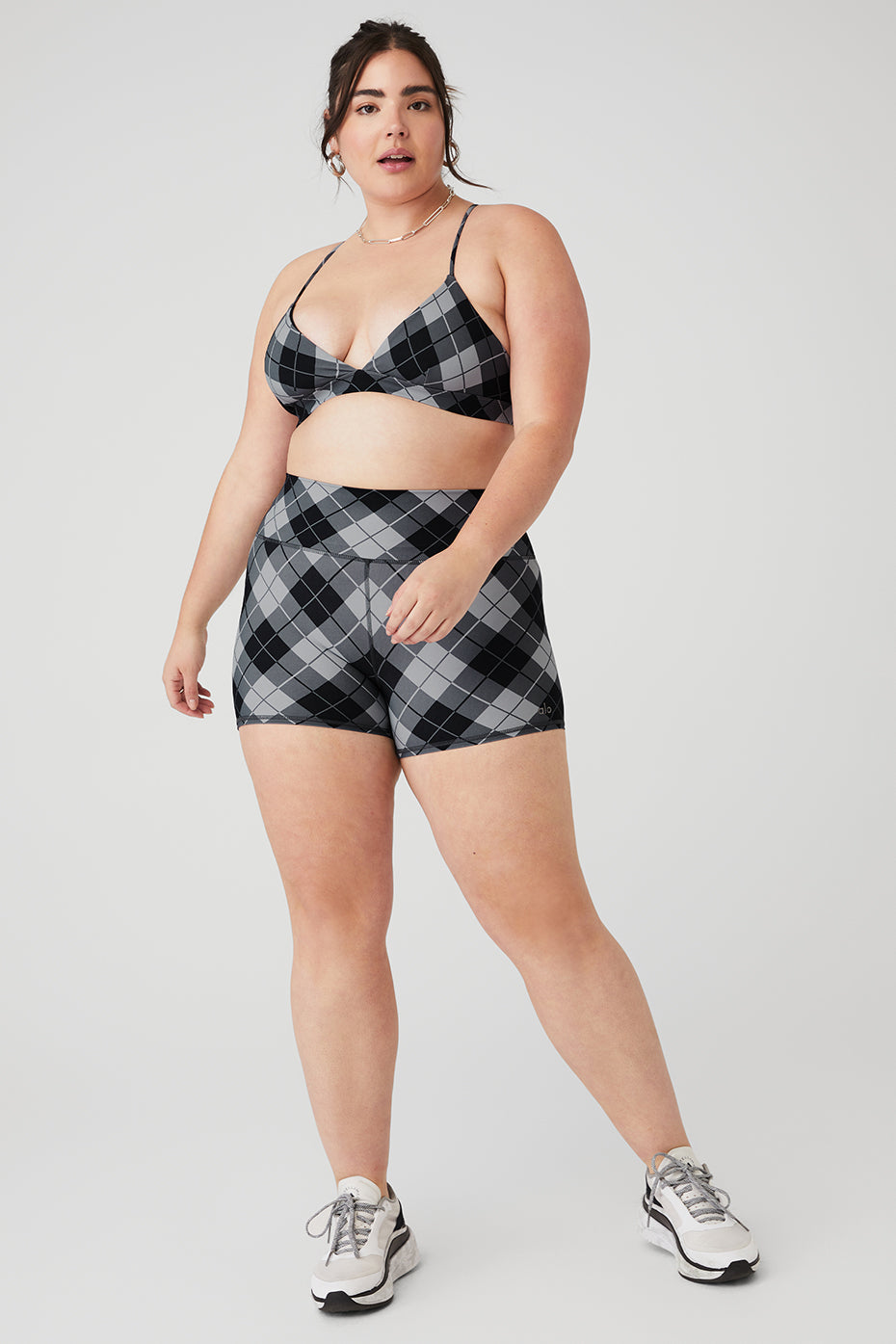 Vapor Argyle Splendor Bra & Vapor High-Waist Argyle Short Set - Black/Anthracite