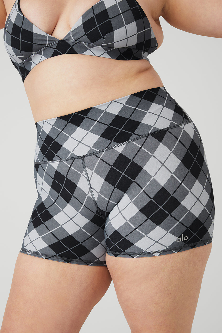 Vapor Argyle Splendor Bra & Vapor High-Waist Argyle Short Set - Black/Anthracite