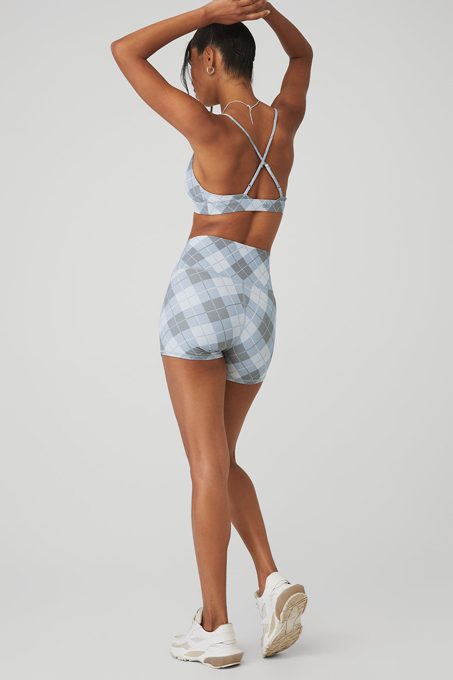 Vapor Argyle Splendor Bra & Vapor High-Waist Argyle Short Set - Gravel/Titanium