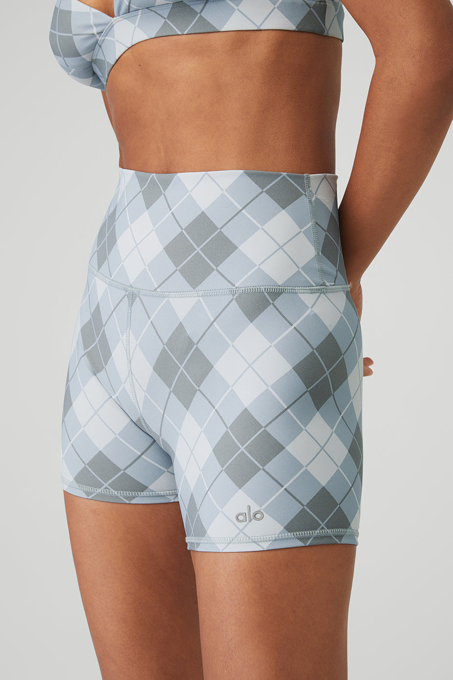 Vapor Argyle Splendor Bra & Vapor High-Waist Argyle Short Set - Gravel/Titanium