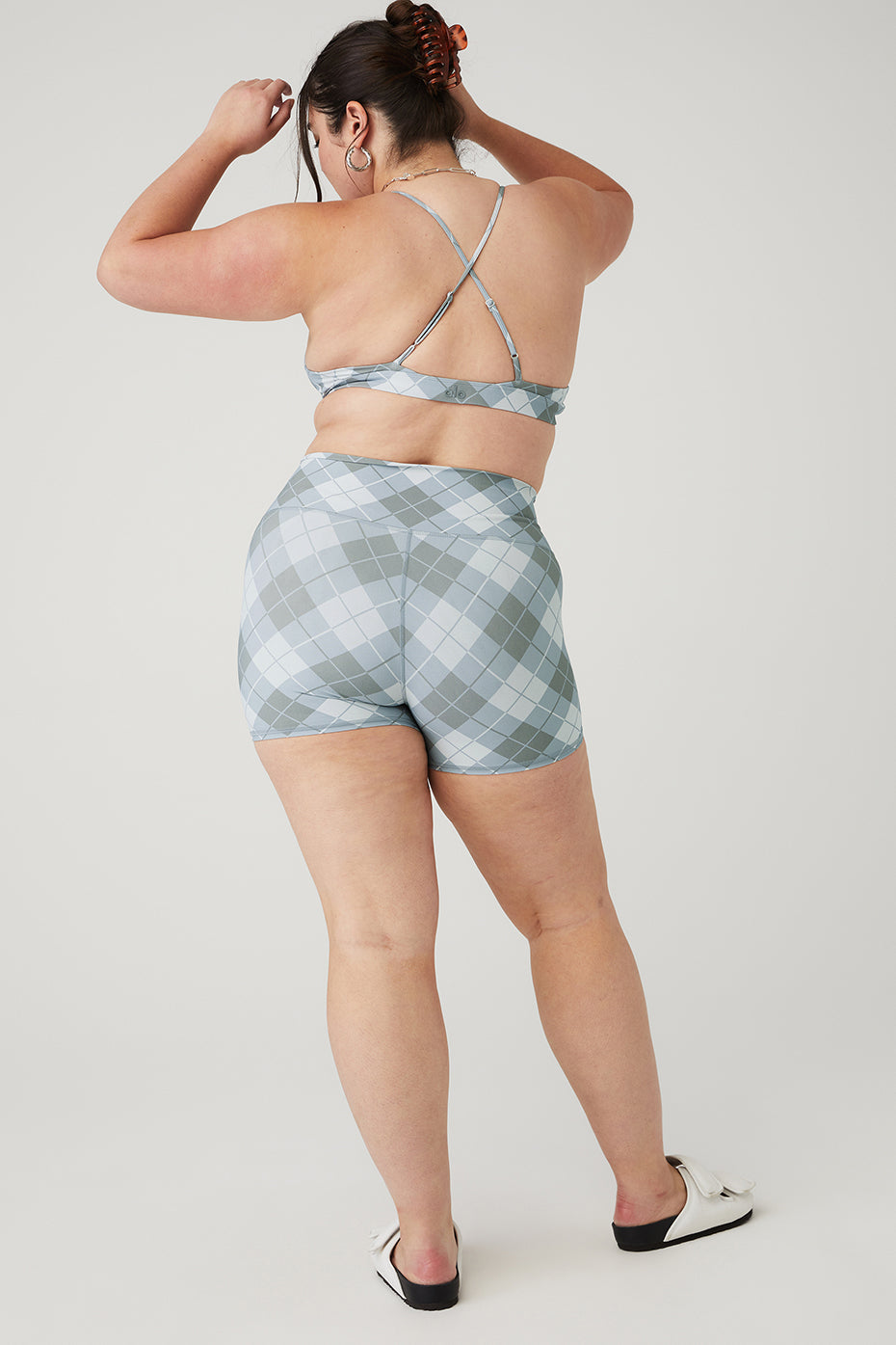 Vapor Argyle Splendor Bra & Vapor High-Waist Argyle Short Set - Gravel/Titanium