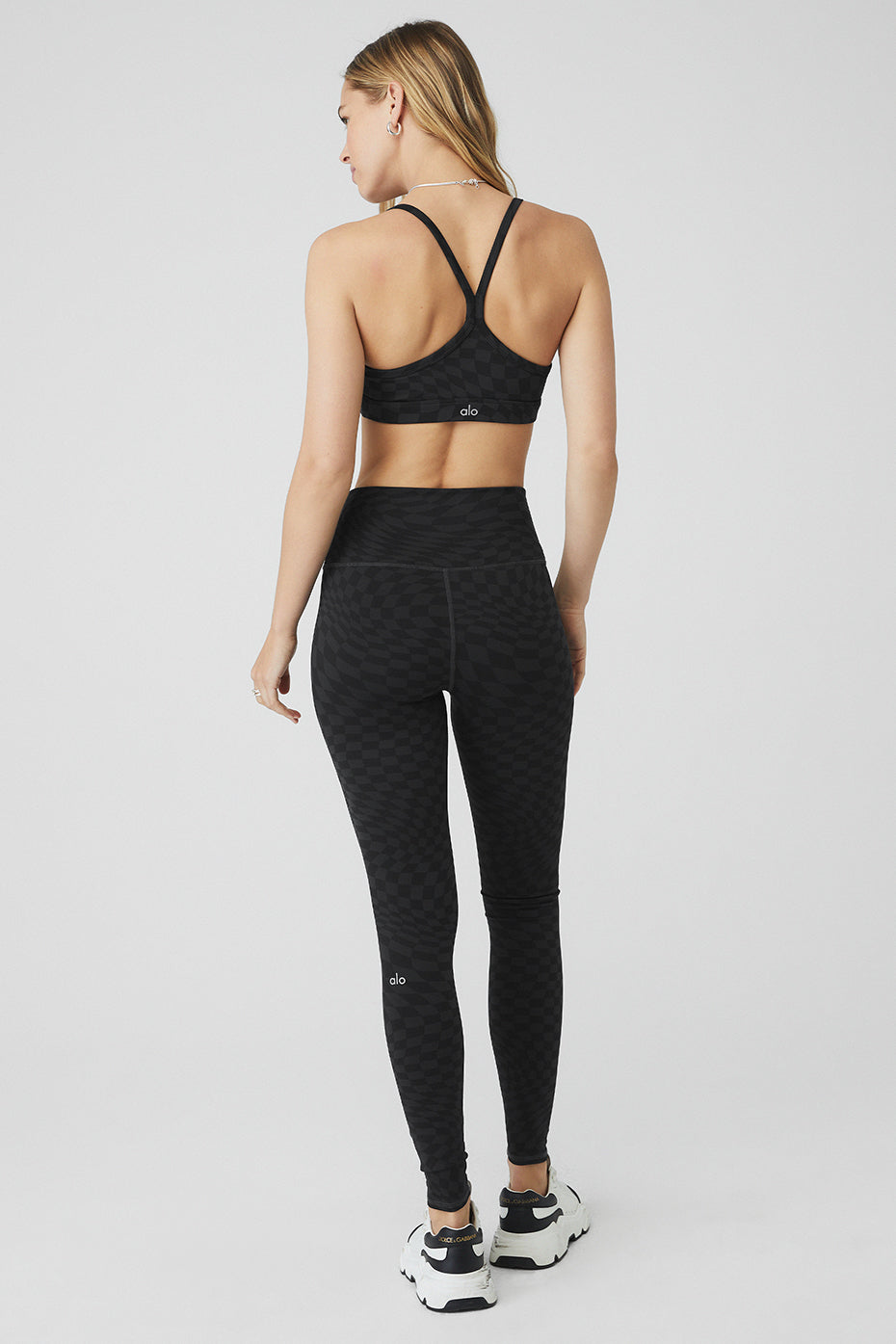 Jacquard Checkered Gratitude Bra & Jacquard High-Waist Checkered Legging Set