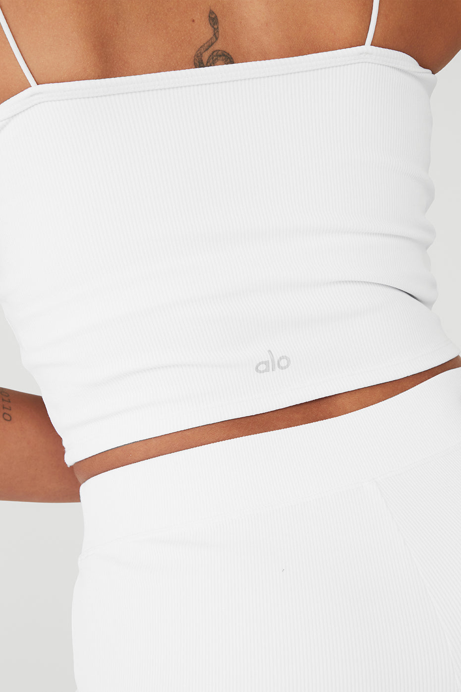 Goddess Ribbed Bandeau Top & Goddess Ribbed High-Waist Hot Short Set - White