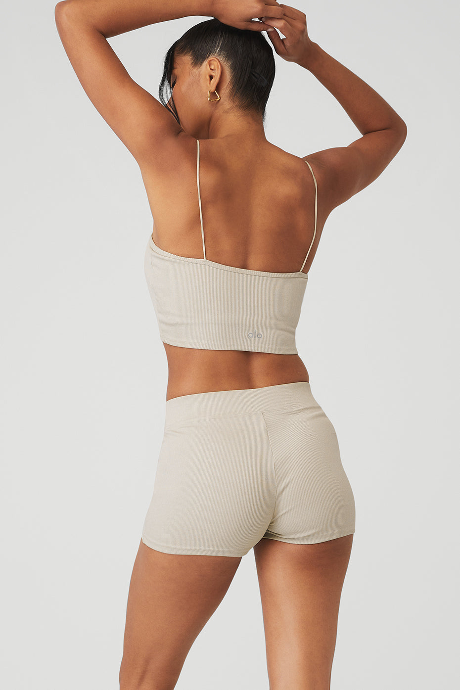 Goddess Ribbed Bandeau Top - Oatmeal Heather