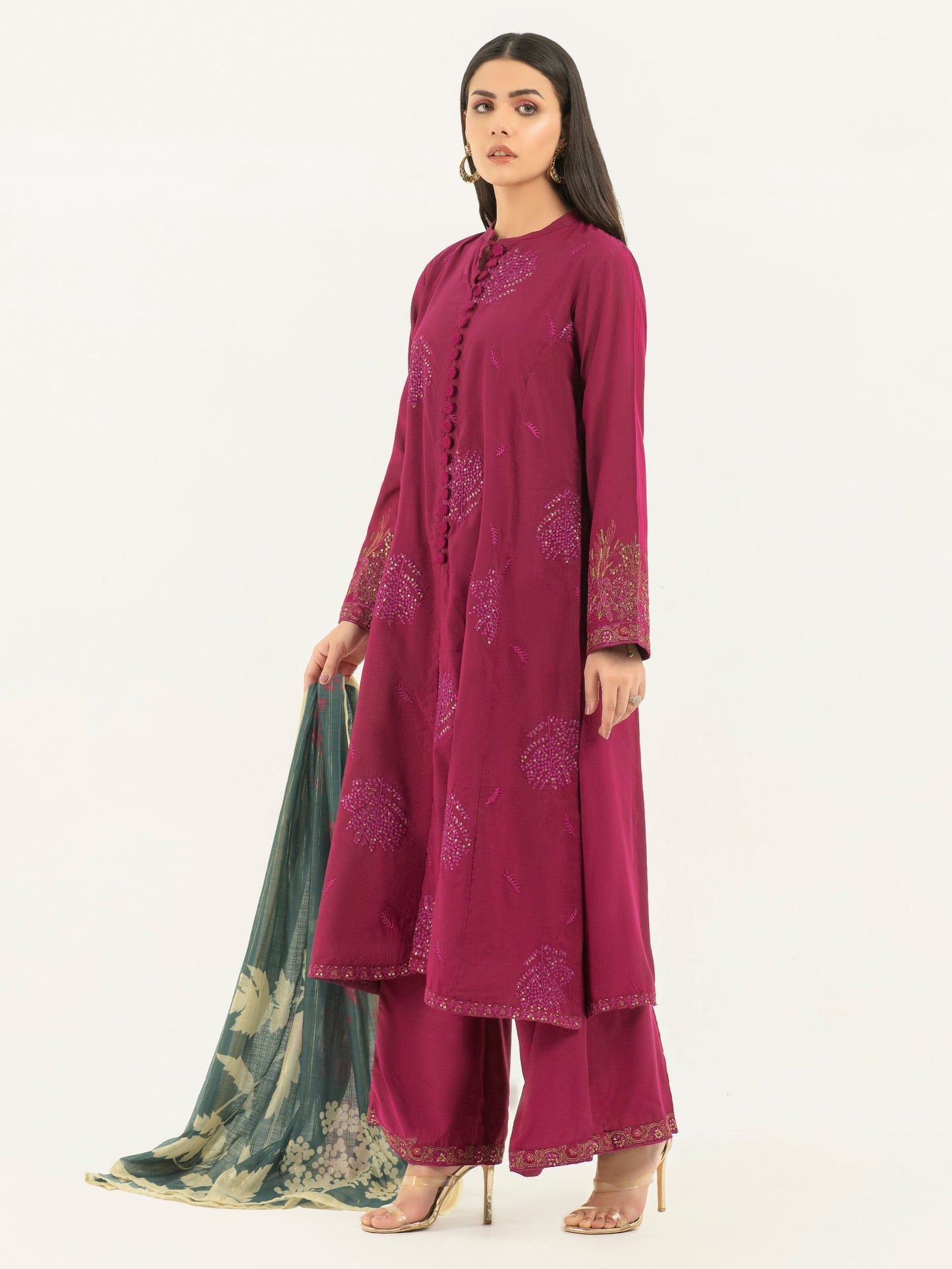 Embroidered Silk Suit