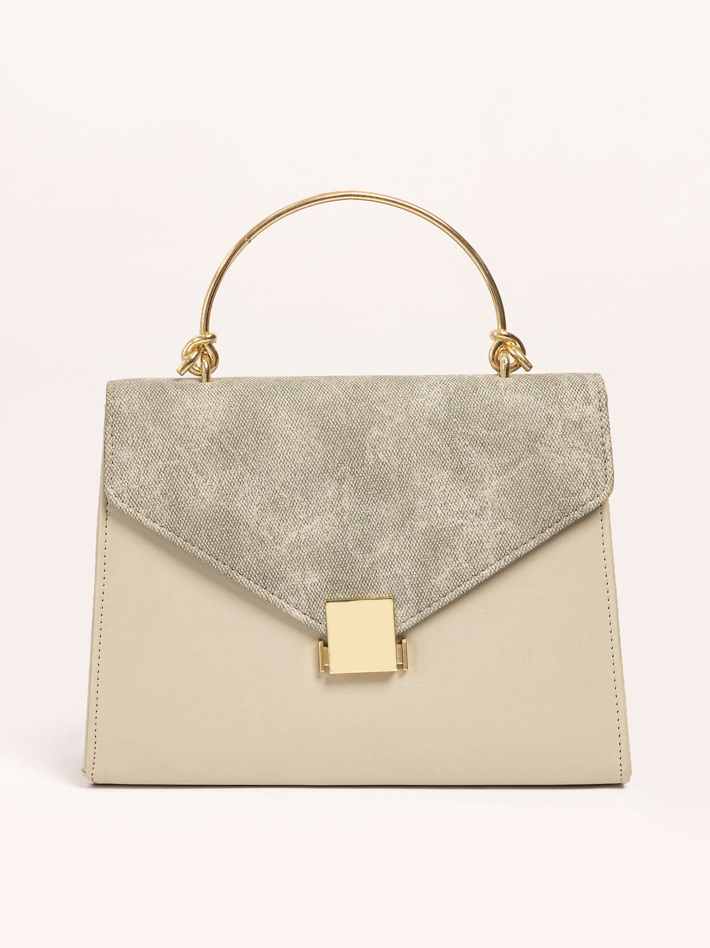 Metallic Handle Handbag