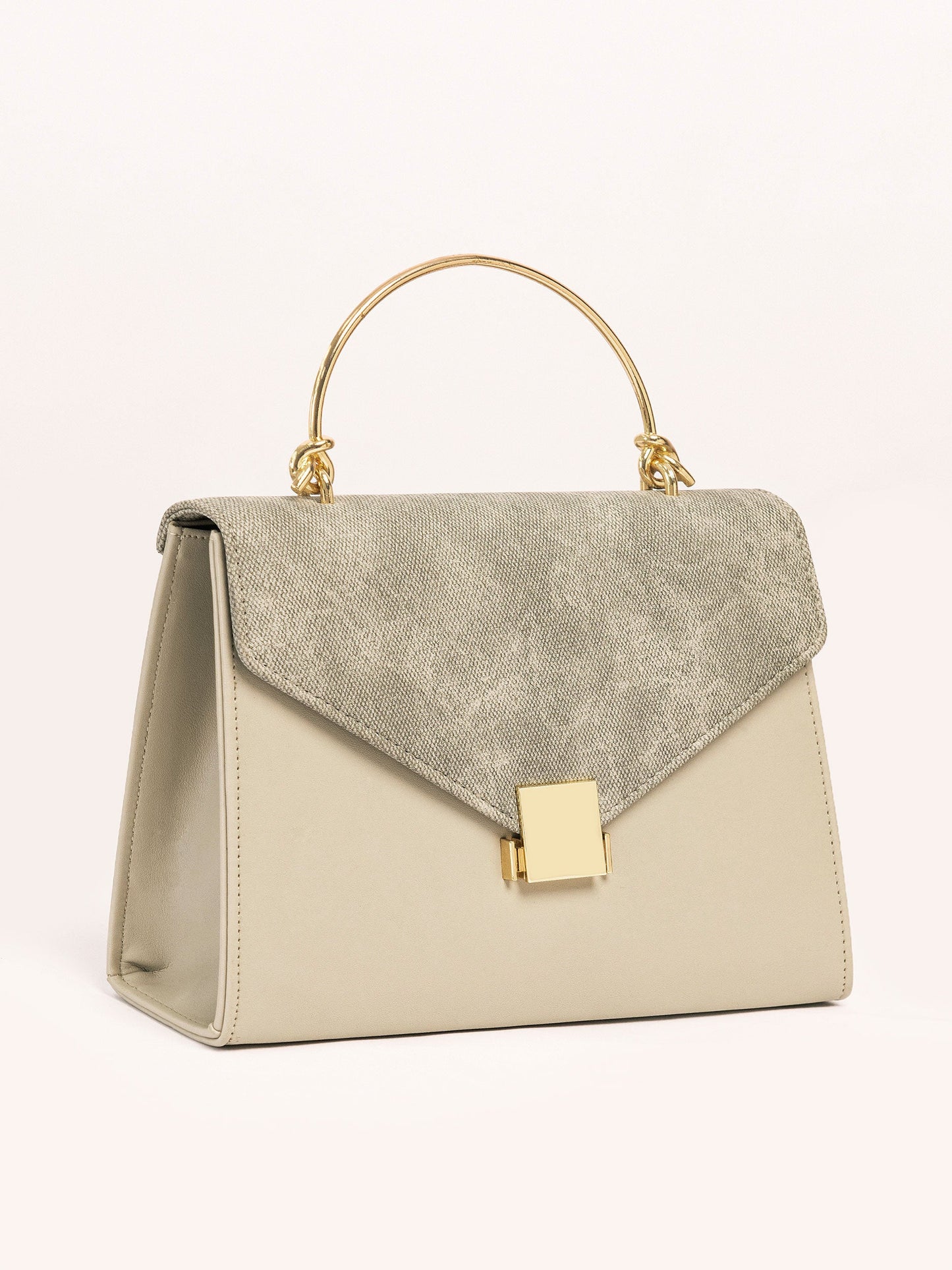 Metallic Handle Handbag