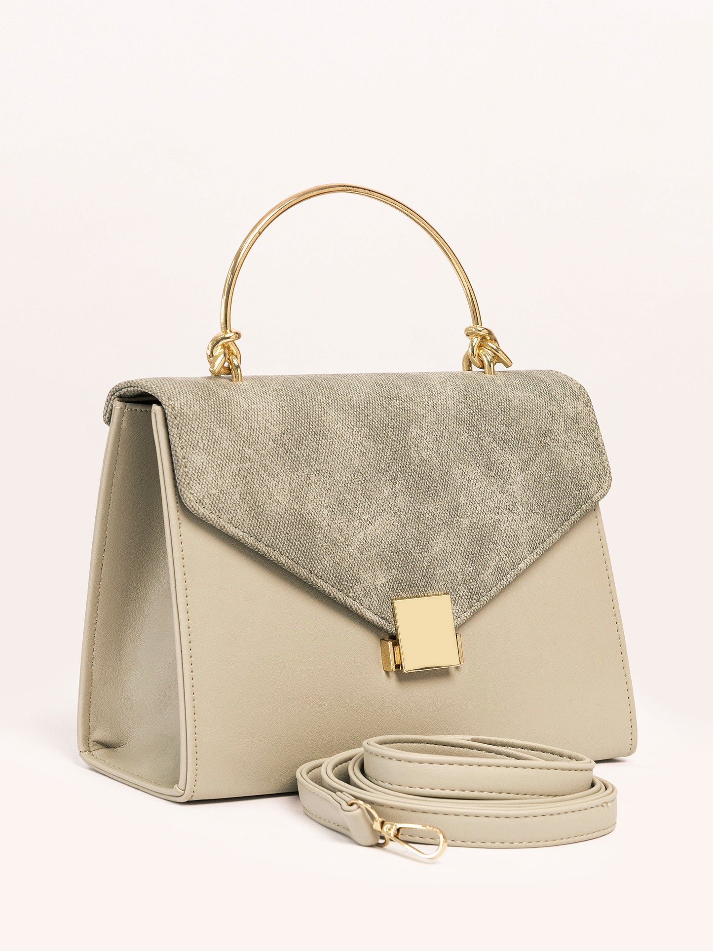 Metallic Handle Handbag