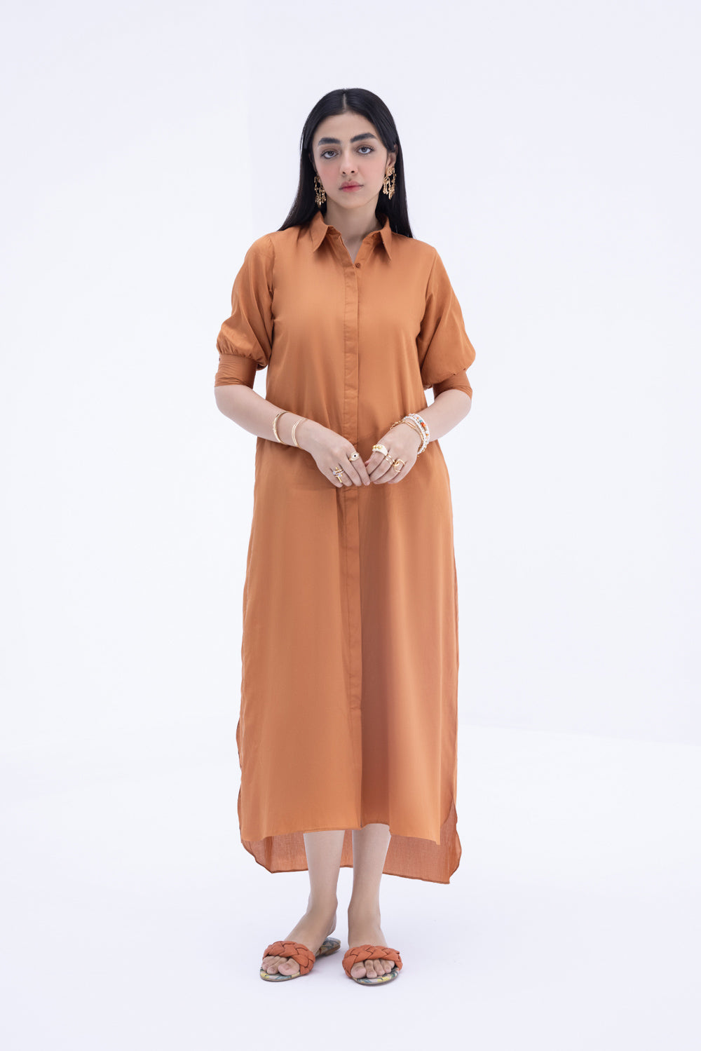 Rust Button Down Dress