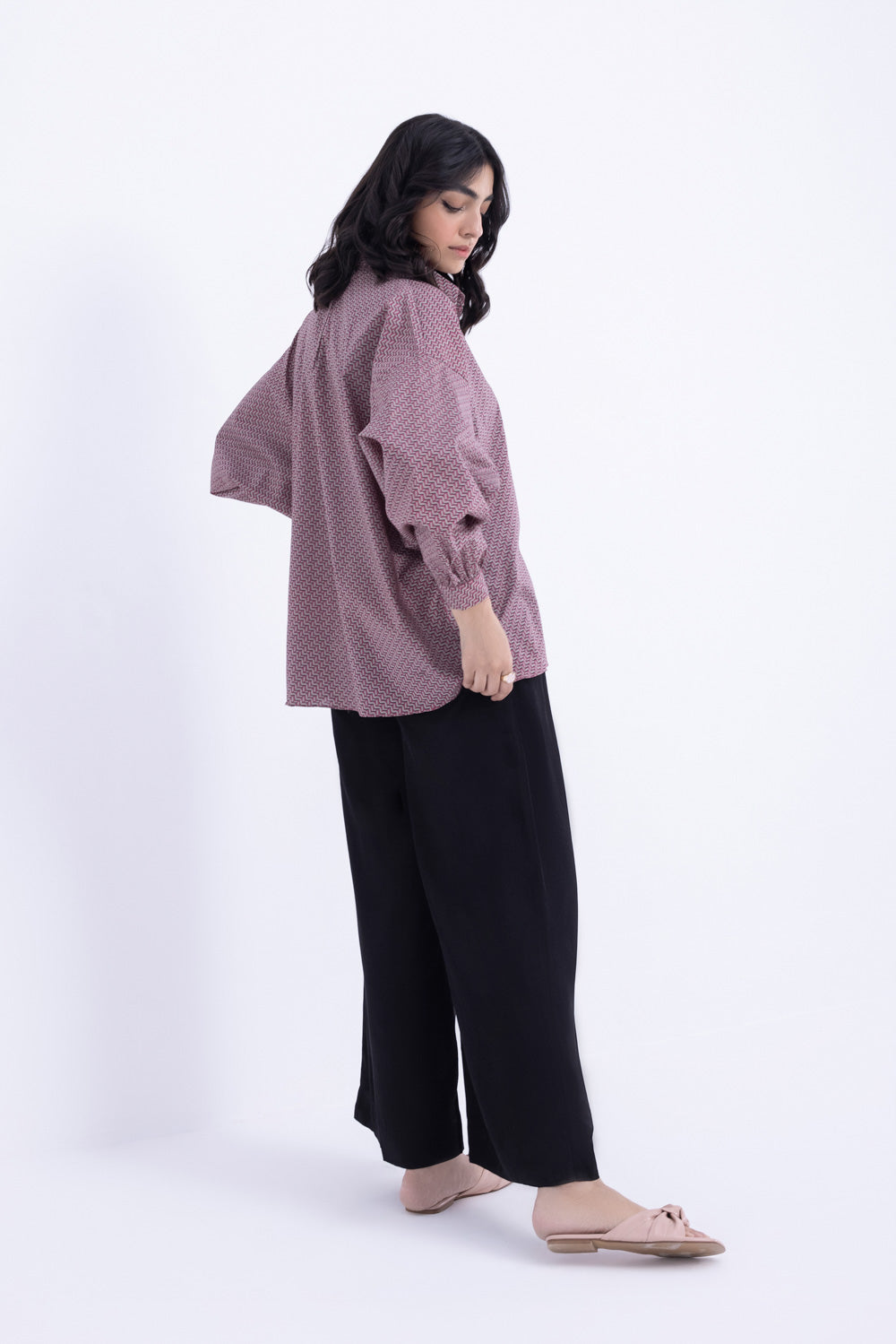 Printed Loose Fit Button Down Top