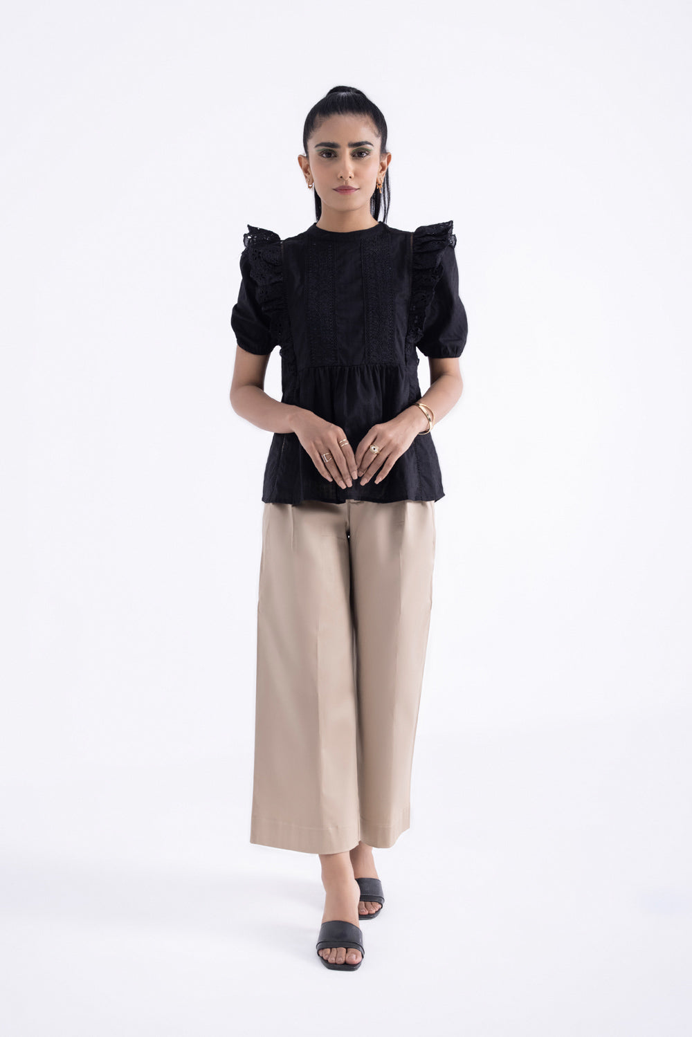 Ruffled Embroidered Top