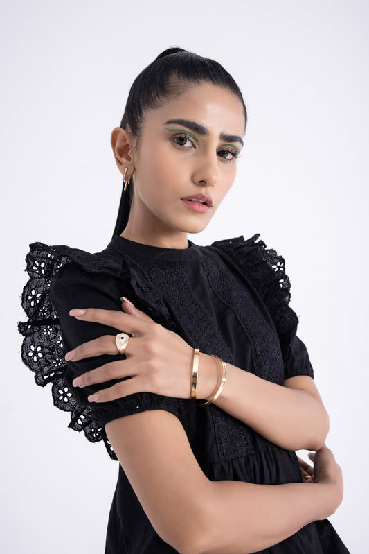 Ruffled Embroidered Top