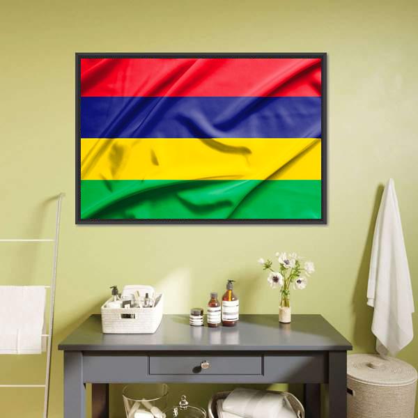 Waving Mauritius Flag Canvas Wall Art-3 Horizontal-Gallery Wrap-25" x 16"-Tiaracle