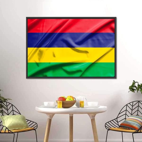 Waving Mauritius Flag Canvas Wall Art-3 Horizontal-Gallery Wrap-25" x 16"-Tiaracle