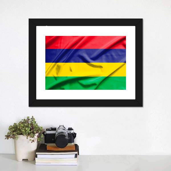 Waving Mauritius Flag Canvas Wall Art-3 Horizontal-Gallery Wrap-25" x 16"-Tiaracle