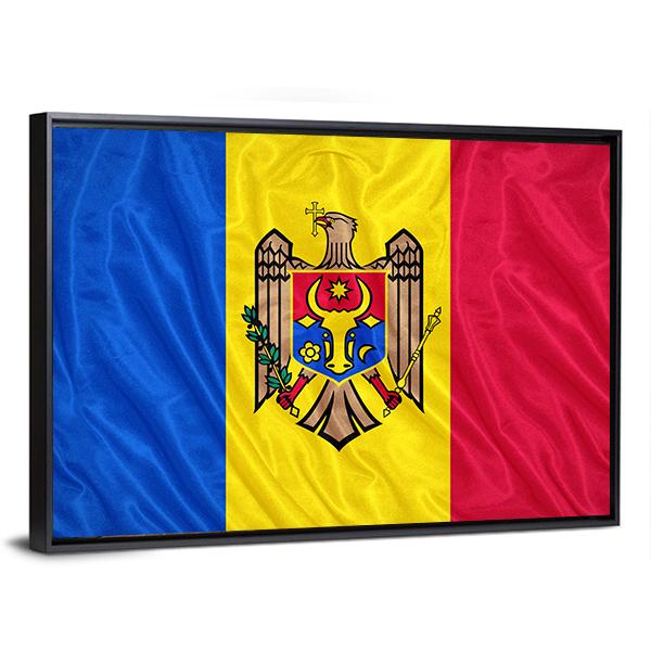 Waving Moldova Flag Canvas Wall Art-3 Horizontal-Gallery Wrap-25" x 16"-Tiaracle