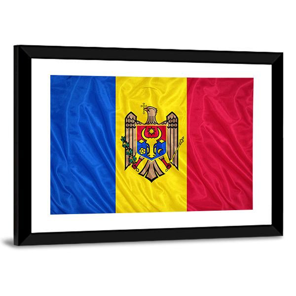 Waving Moldova Flag Canvas Wall Art-3 Horizontal-Gallery Wrap-25" x 16"-Tiaracle