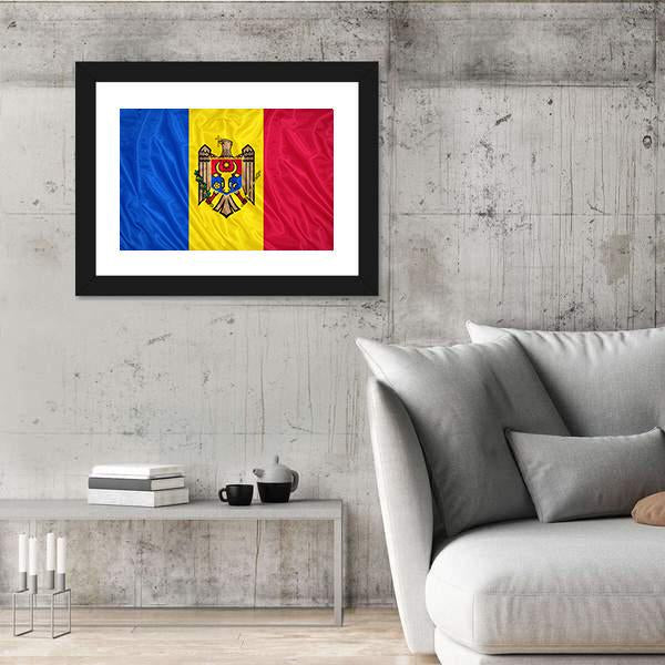 Waving Moldova Flag Canvas Wall Art-3 Horizontal-Gallery Wrap-25" x 16"-Tiaracle