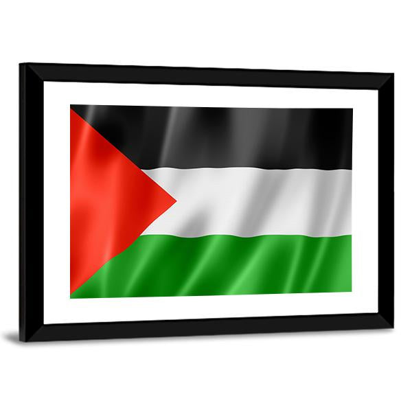 Waving Palestine Flag Canvas Wall Art-3 Horizontal-Gallery Wrap-25" x 16"-Tiaracle