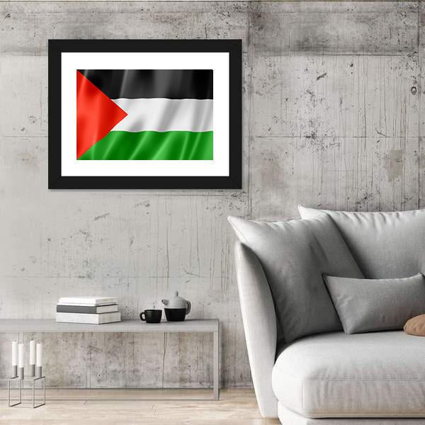 Waving Palestine Flag Canvas Wall Art-3 Horizontal-Gallery Wrap-25" x 16"-Tiaracle