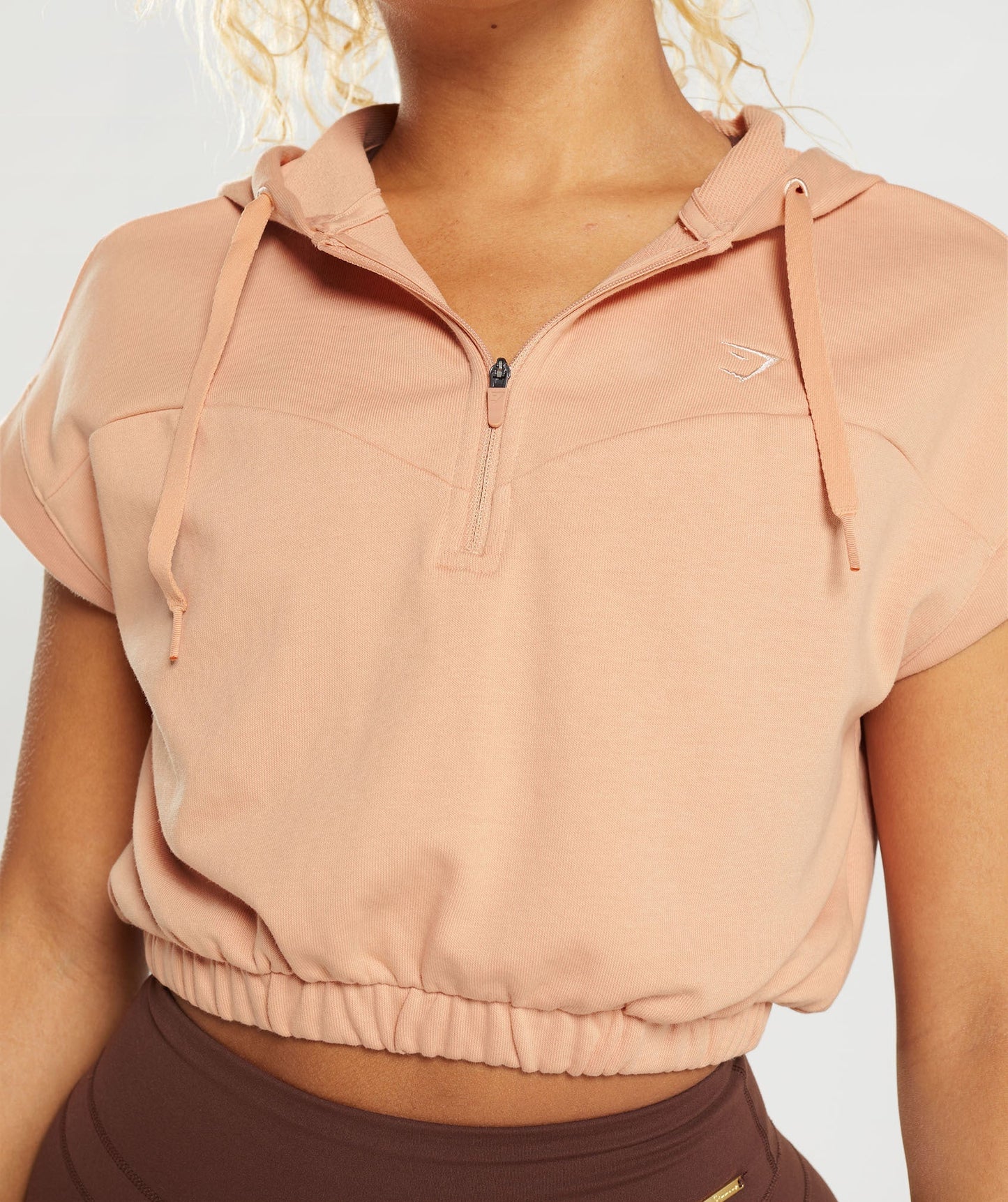 Gymshark Whitney Cropped Sleeveless Hoodie - Sunset Beige
