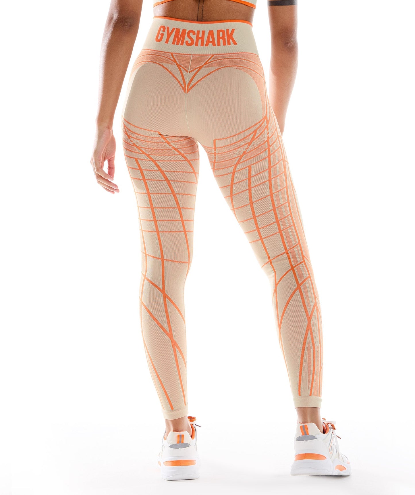 Gymshark Wtflex Linear Seamless Leggings - Kieselgrau/Orange/Kokosnussweiß
