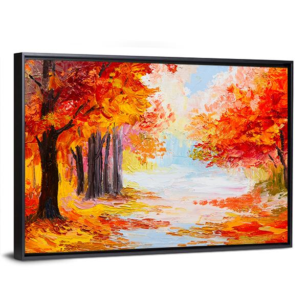 Abstract Autumn Forest Canvas Wall Art-3 Horizontal-Gallery Wrap-25" x 16"-Tiaracle