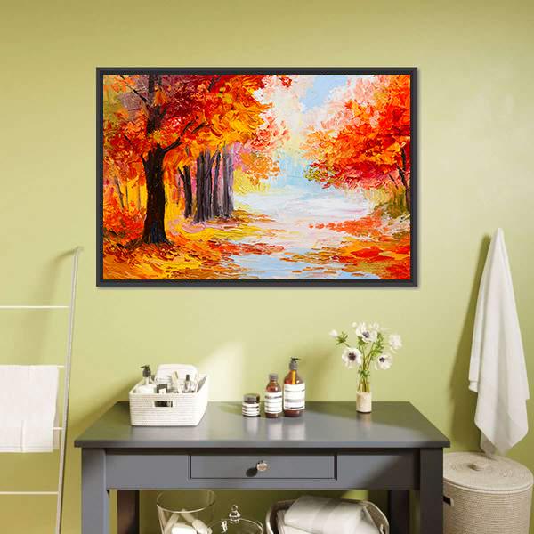 Abstract Autumn Forest Canvas Wall Art-3 Horizontal-Gallery Wrap-25" x 16"-Tiaracle