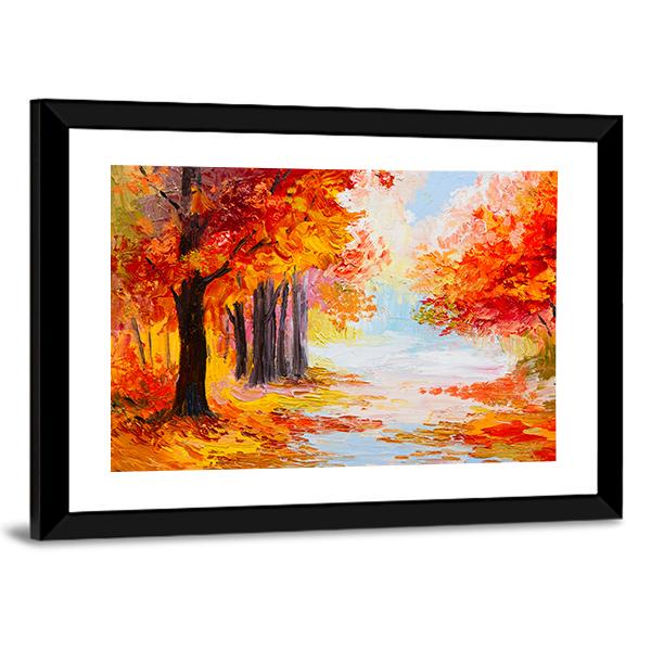 Abstract Autumn Forest Canvas Wall Art-3 Horizontal-Gallery Wrap-25" x 16"-Tiaracle