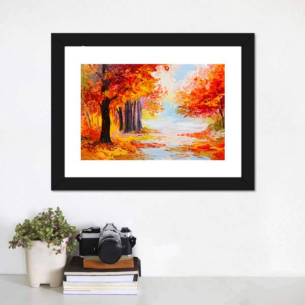 Abstract Autumn Forest Canvas Wall Art-3 Horizontal-Gallery Wrap-25" x 16"-Tiaracle