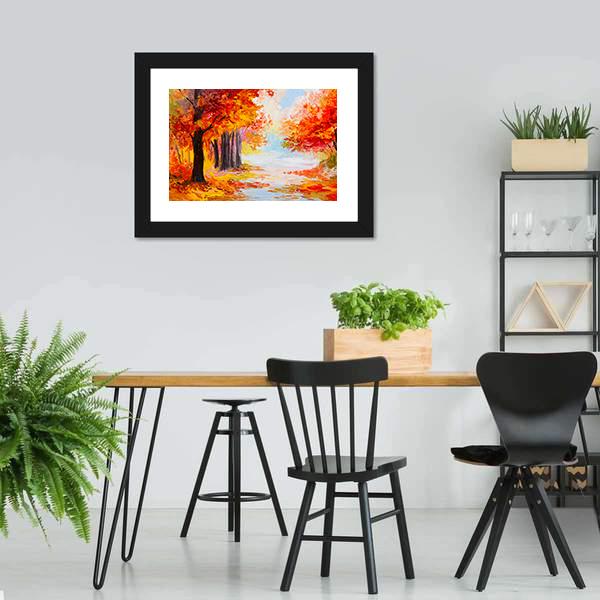 Abstract Autumn Forest Canvas Wall Art-3 Horizontal-Gallery Wrap-25" x 16"-Tiaracle