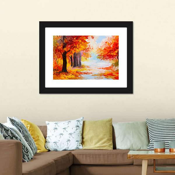 Abstract Autumn Forest Canvas Wall Art-1 Piece-Framed Print-20" x 16"-Tiaracle