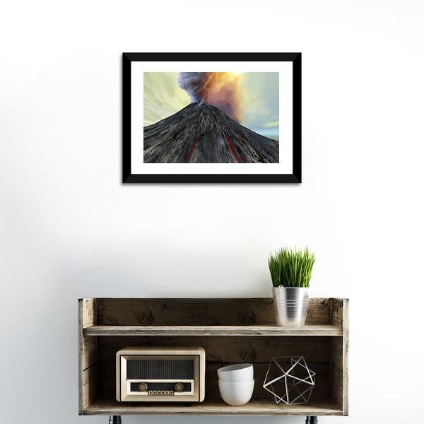 Active Volcano Belches Smoke Canvas Wall Art-1 Piece-Framed Print-20" x 16"-Tiaracle