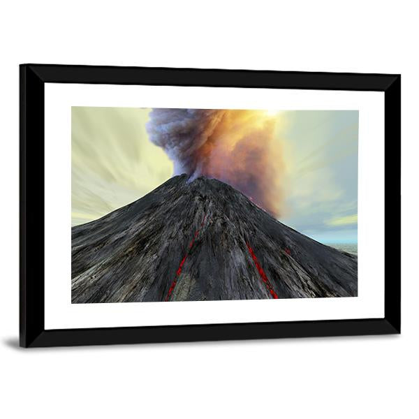 Active Volcano Belches Smoke Canvas Wall Art-3 Horizontal-Gallery Wrap-25" x 16"-Tiaracle