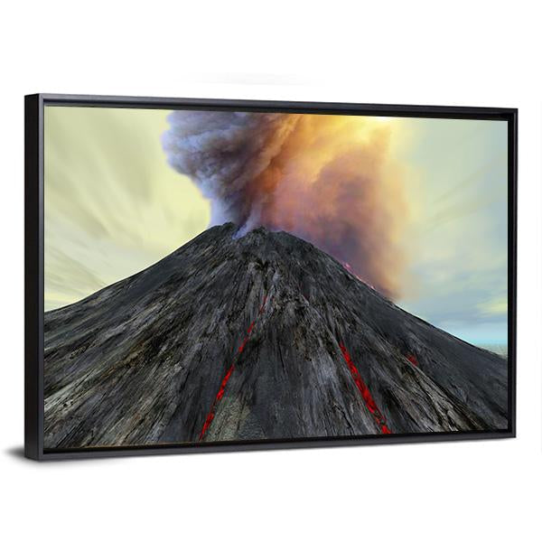 Active Volcano Belches Smoke Canvas Wall Art-3 Horizontal-Gallery Wrap-25" x 16"-Tiaracle