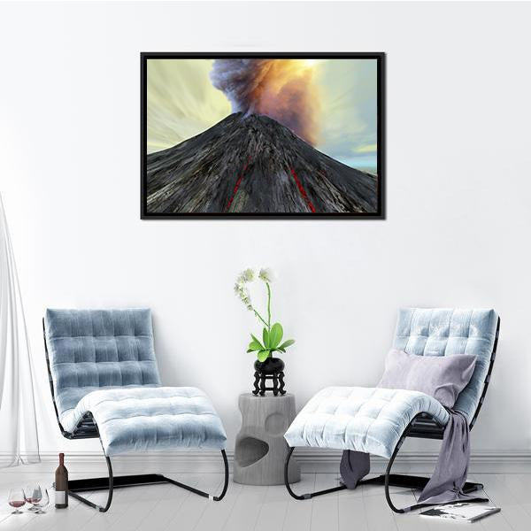 Active Volcano Belches Smoke Canvas Wall Art-3 Horizontal-Gallery Wrap-25" x 16"-Tiaracle