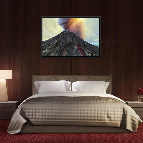 Active Volcano Belches Smoke Canvas Wall Art-3 Horizontal-Gallery Wrap-25" x 16"-Tiaracle