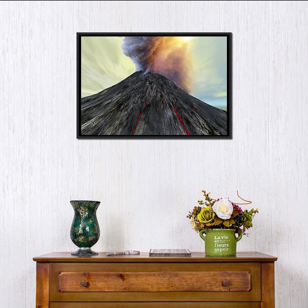 Active Volcano Belches Smoke Canvas Wall Art-3 Horizontal-Gallery Wrap-25" x 16"-Tiaracle