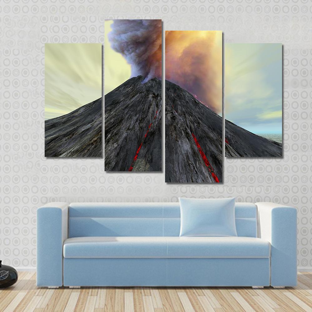 Active Volcano Belches Smoke Canvas Wall Art-4 Pop-Gallery Wrap-50" x 32"-Tiaracle